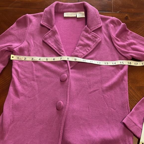 Worthington Woman Size Small Raspberry Knit Blazer Jacket Snaps Office - Picture 8 of 9